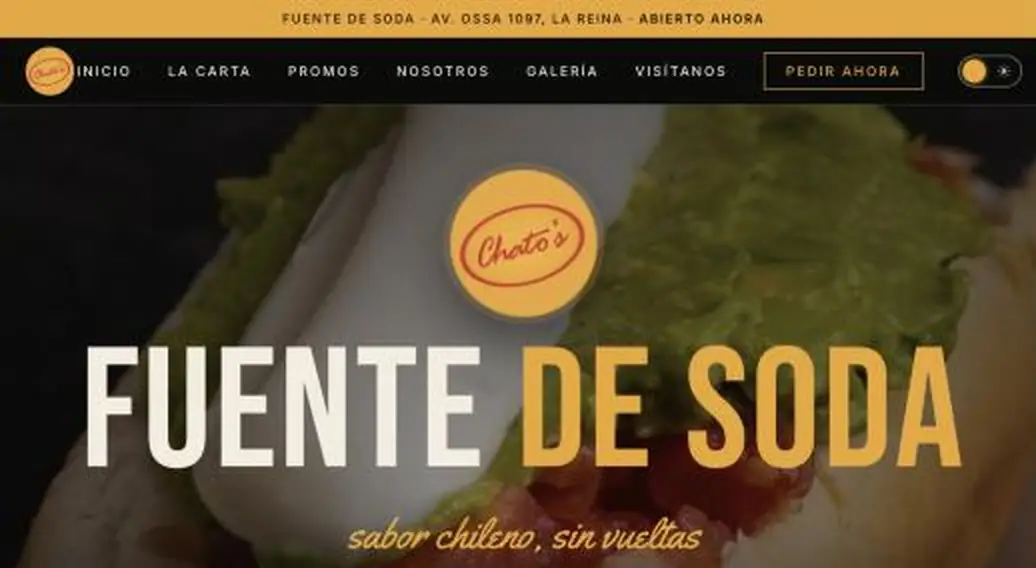 Sitio web de Chato's, fuente de soda en La Reina